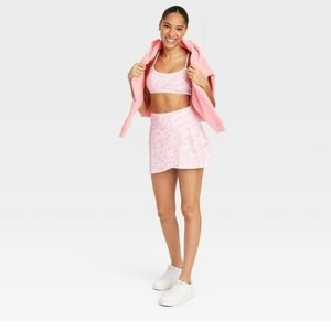 NWOT Pink Floral Sports Bra and Skirt Set
